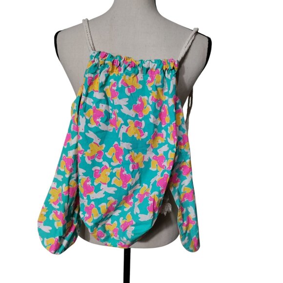 NWT Lush Re-wrap Bunny Pattern Floppy Ear Tote Backpack Empty‎ Easter Limited - Picture 1 of 6